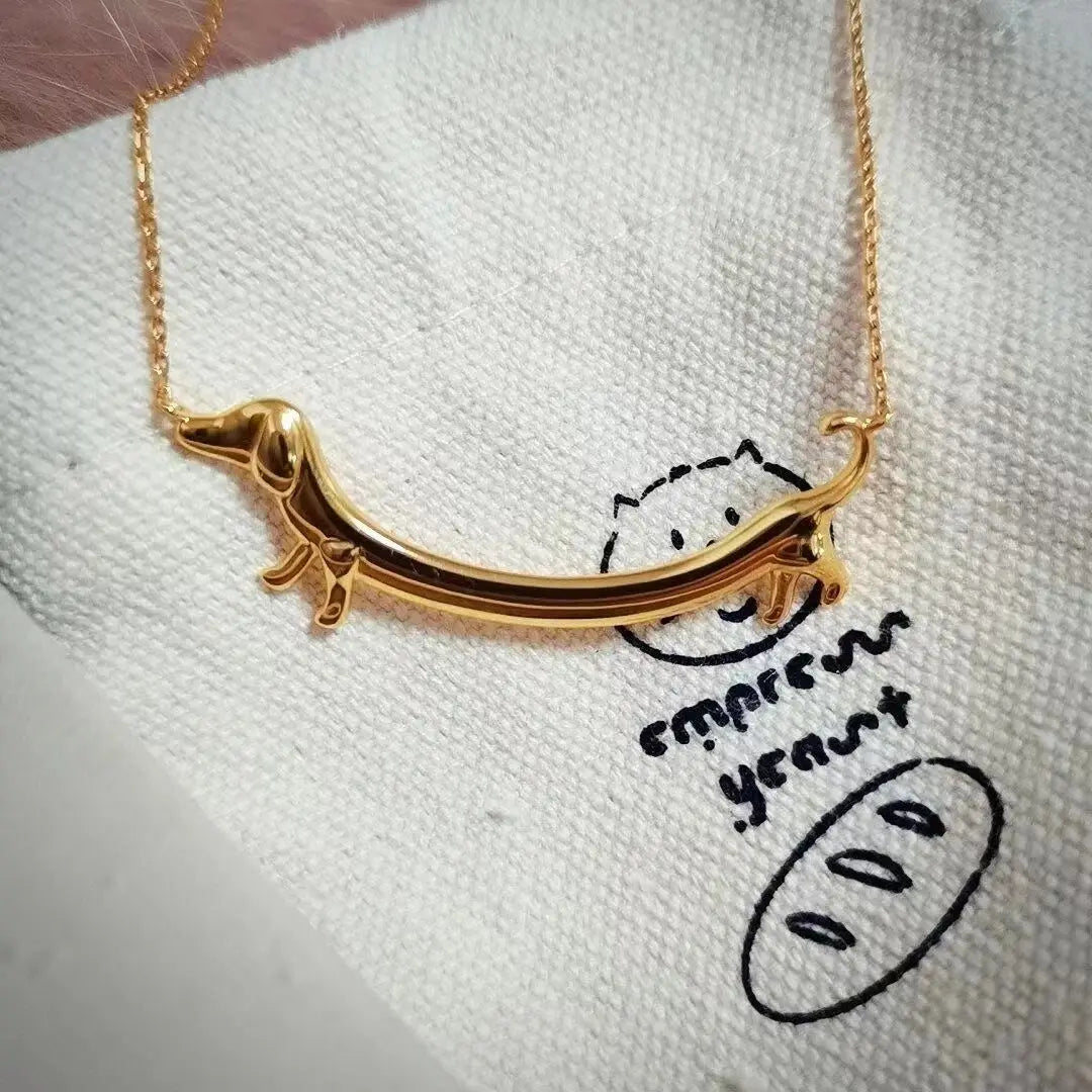 Golden Dachshund Dog Necklace