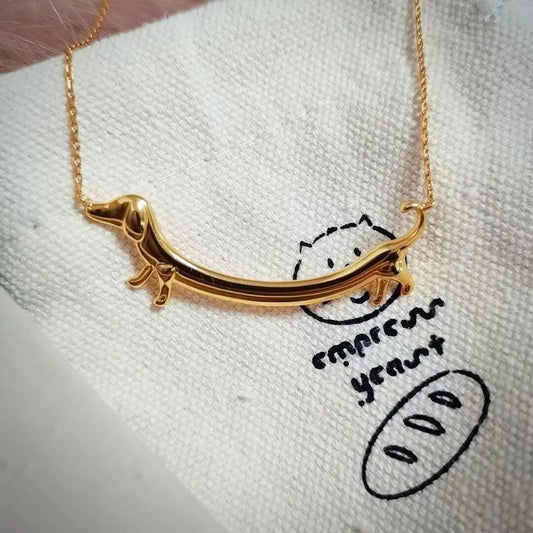 Golden Dachshund Dog Necklace