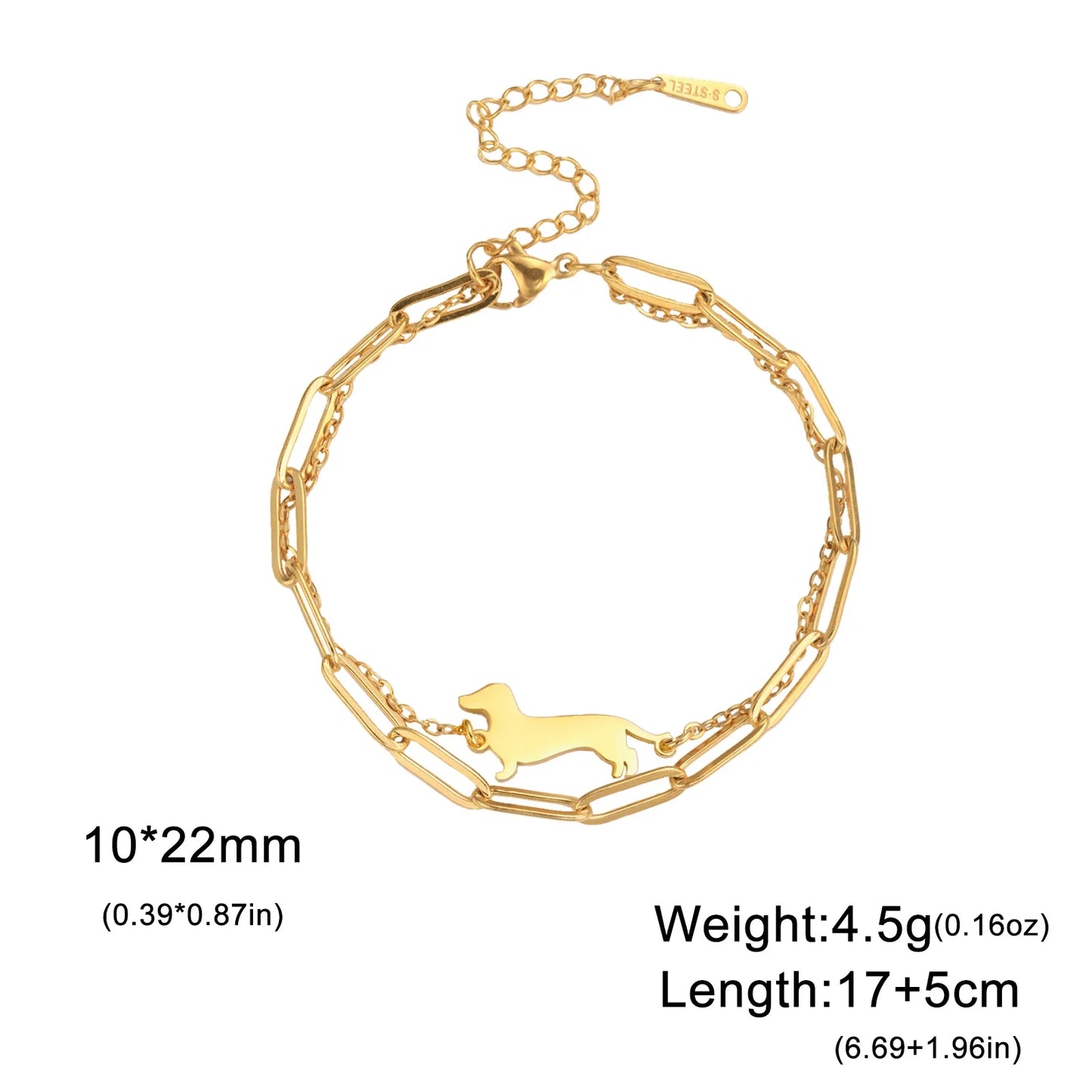 Gold-Plated Dachshund Bracelet 🐾