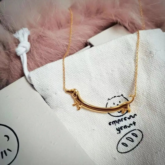 Golden Dachshund Dog Necklace